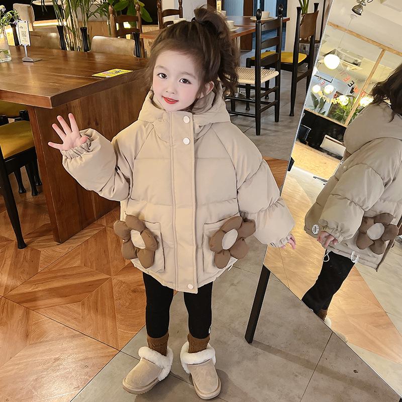 2024 Winter Baby Girl Stylish Cotton Mid-Length Padded Jacket