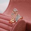 Fashion Micro-Wax Inlay Natural Zircon Rings For Women  Rose Gold Crystal Flower Ring Fine Vintage Wedding Jewelry