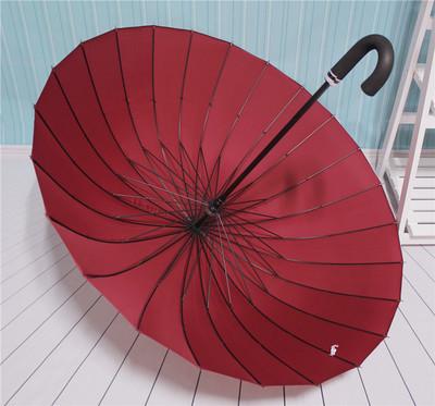 11 Bone Solid Color Double Long-handled Umbrella Wholesale Straight Pole Umbrella Retro Gift High-end Business Advertising Umbrella Men's Large