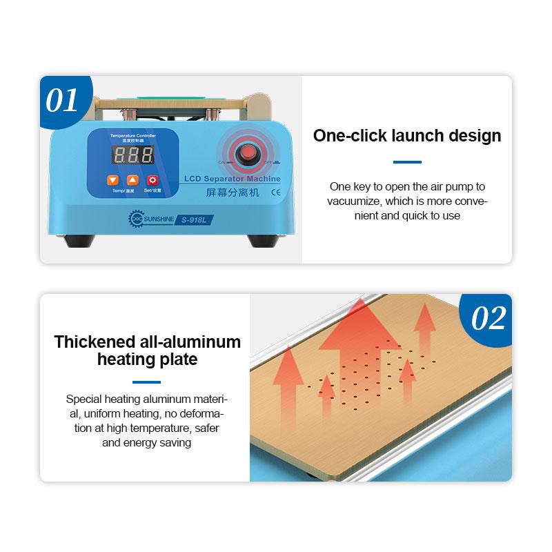 SUNSHINE S-918L Screen Separator Support LCD Screen Separation Under 8 Inches and the Temperature Adjusted from 50 To 130 °C