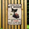 Vintage Tin Cat Sign 8x12 Inch Humorous Mind Quote Wall Art for Home Bar Garage