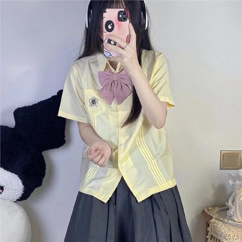 Xiao Lan Zhong JK Women's Short Sleeve Summer White Shirt: Japanese Academy Style Uniform Set