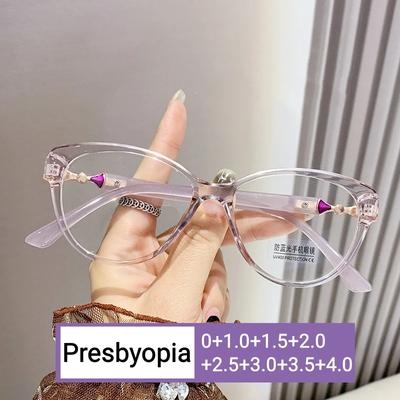 Lunettes de lecture tendance et luxueuses pour femmes, bloquant la lumière bleue, presbytie, design œil de chat, lunettes de vue de loin