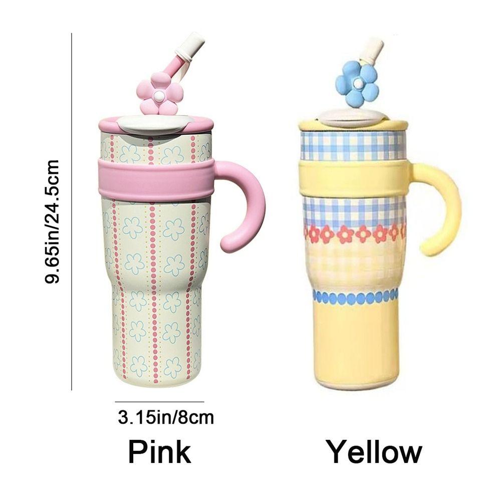 1200ml Thermos Water Bottle Stainless Steel Drinking Straw Cup Kawaii Thermos Cup  Travel