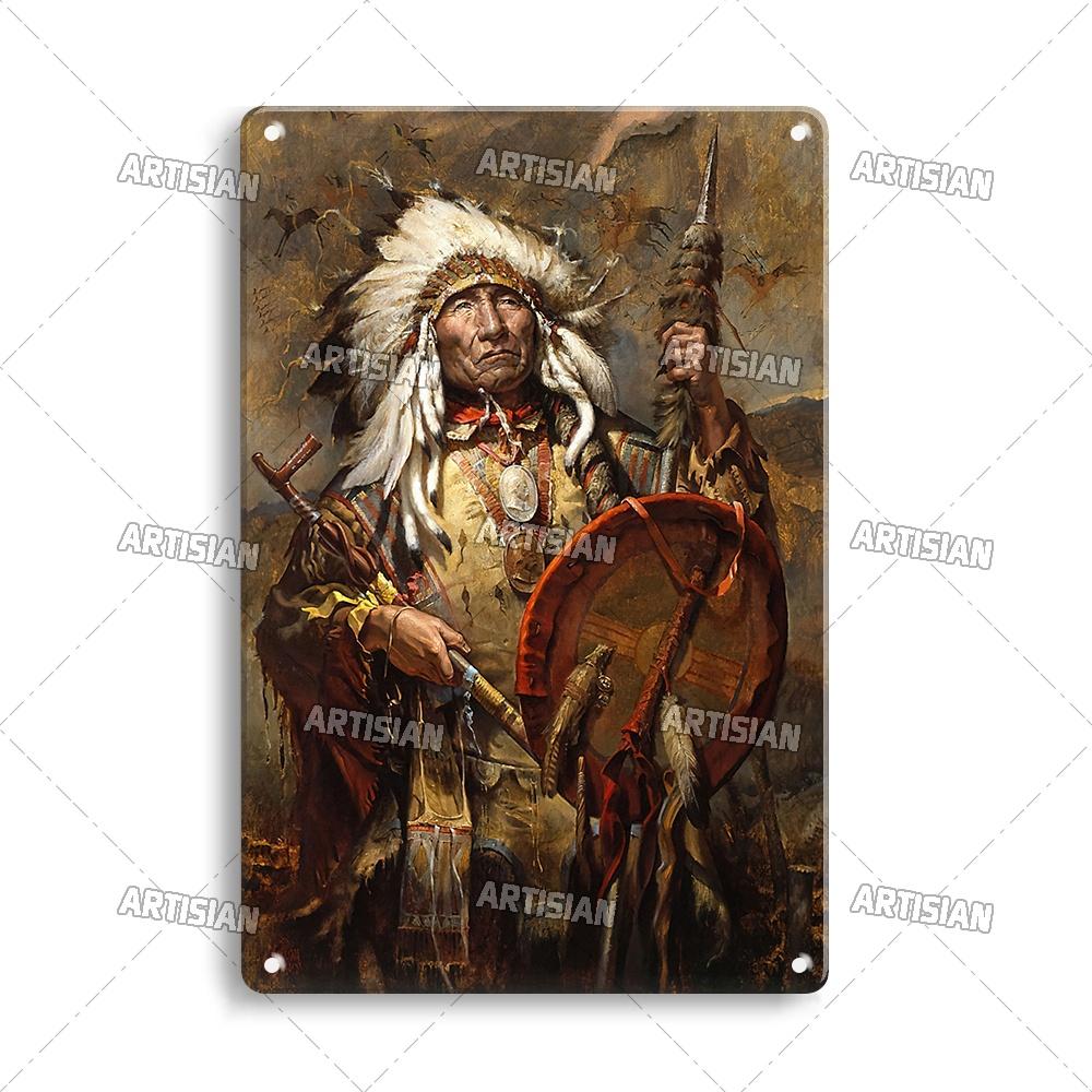 Artisian Native Girl Metal Sign Native American Tin Poster INDIAN Decorative Plate Wall Decor Garage Bar Pub Club Hotel Cafe