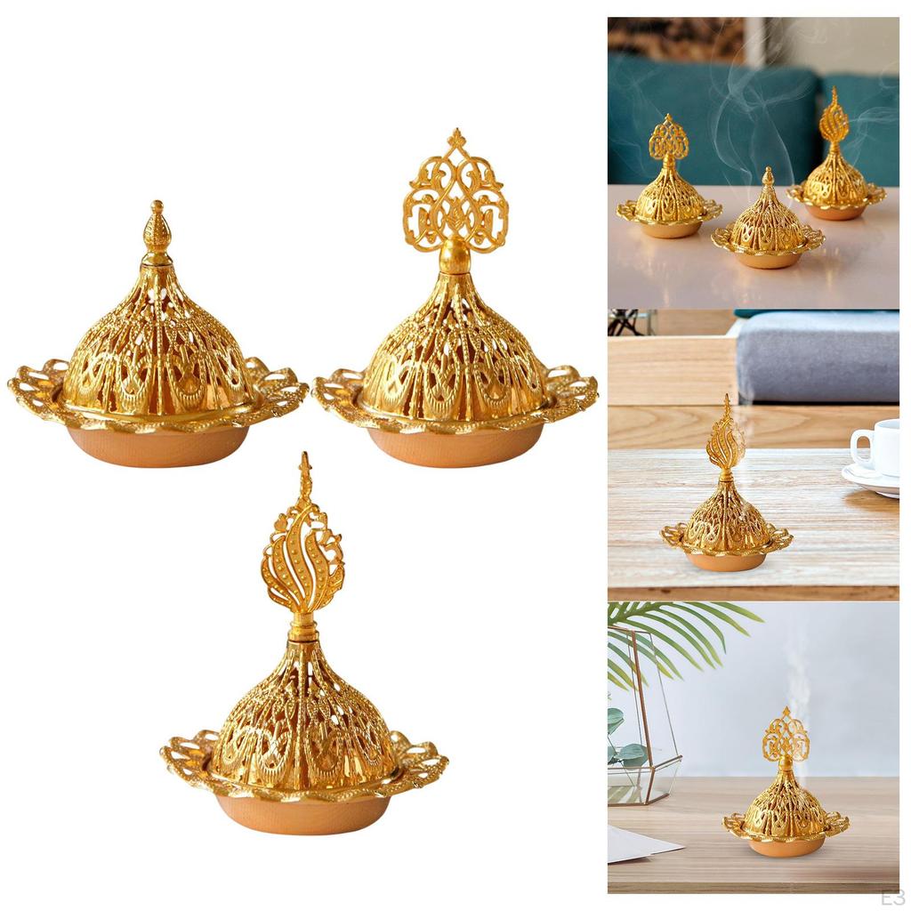 Metal Burner Table Centerpiece Decoration Fragrance Diffuser Censer Holder for Teahouse Temple Yoga