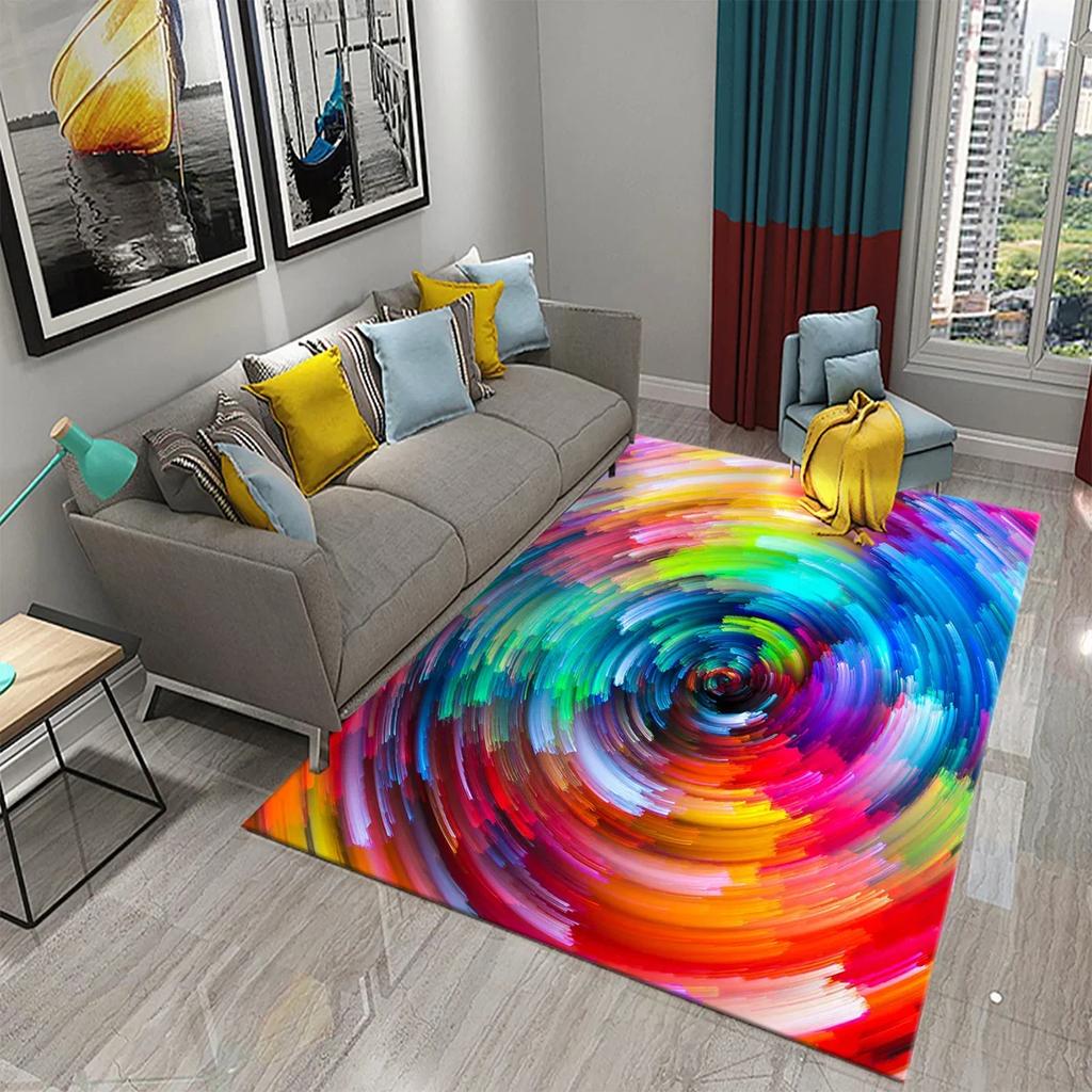 Colorful Surreal Abstract Psychedelic Art Carpet Non Slip Comfort Floor Carpet Home Decor Mat for Living Room Bedroom Area Rugs