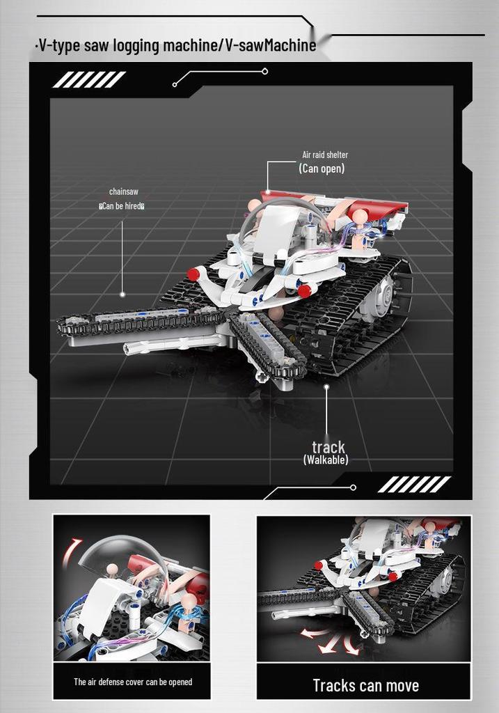 Dual Control 5-in-1 Chainsaw Robot Building Blocks: Educational Toy Gift for Kids