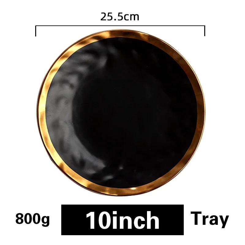 Phnom Penh Céramique Plat Occidental Mat doré Assiette à steak Assiette à salade créative rétro Service d'assiettes Assiette à dessert nord-européenne