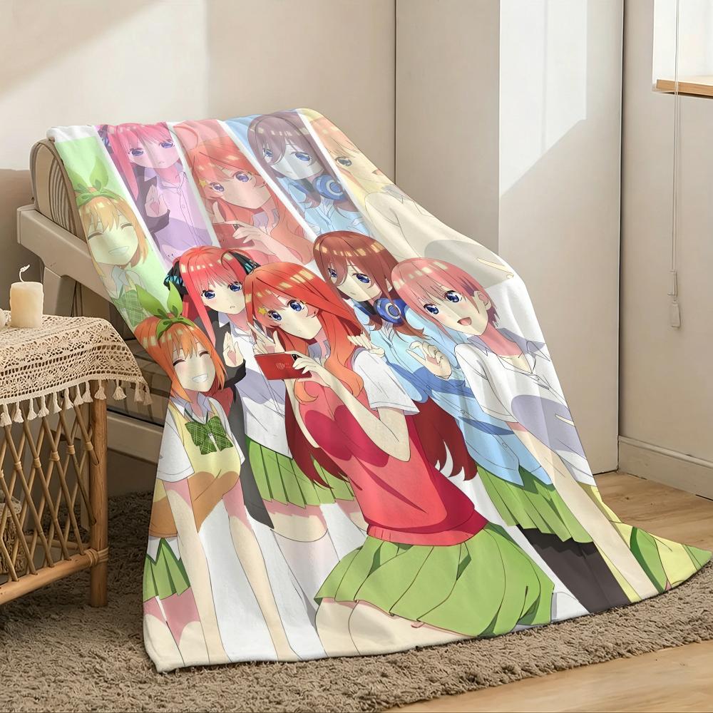 The Q-Quintessential Quintuplets Throw Lightweight 240G Flannel Blanket Soft Skin-Friendly For Summer Cooling