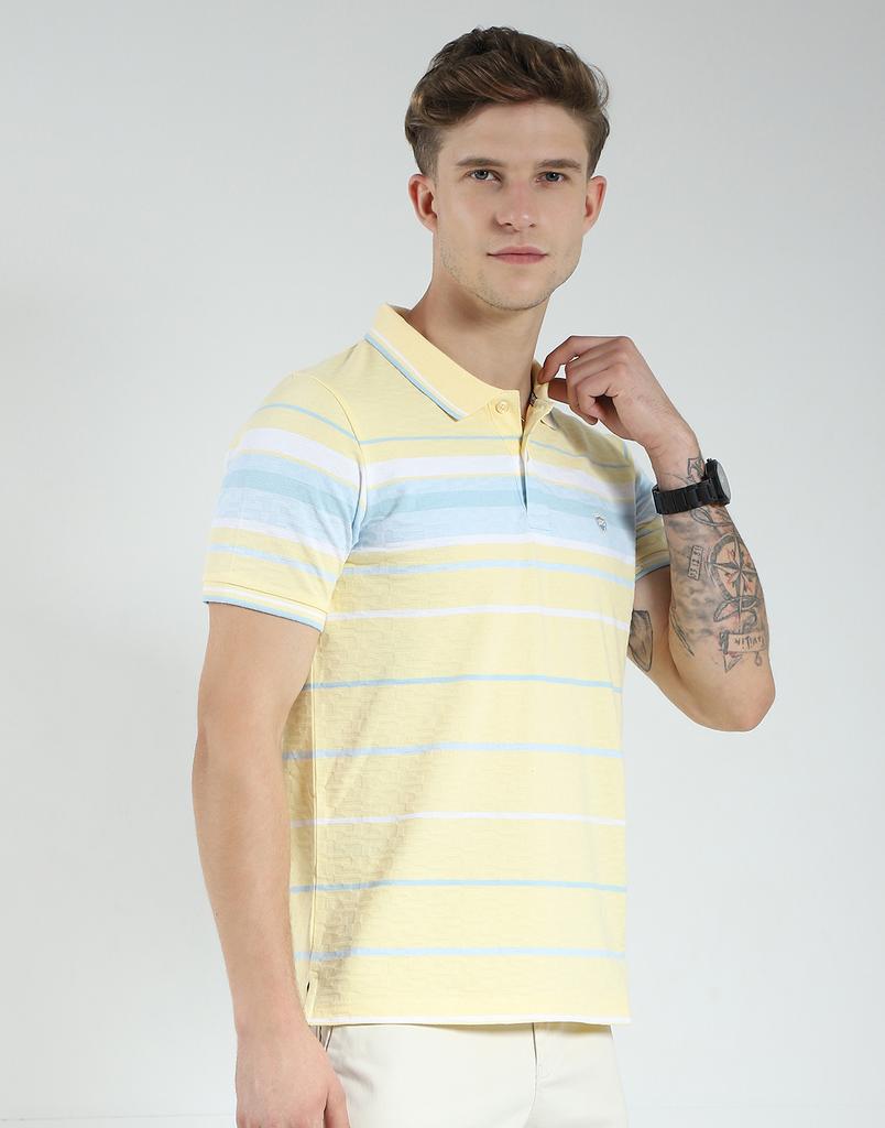 Herren Regular Fit Gestreiftes Polo T-Shirt | Halbarm | Kragenhals | Freizeit T-Shirt für Herren