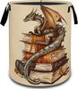 Vintage Dragon Book Fantasy Laundry Basket, Dirty Collapsible Clothes Toy Organizer Hamper for Kids Adults, Oxford Cloth