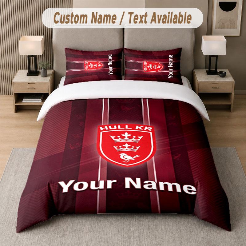 Custom Bedding Set Hull KR Pattern, Print Name Text 1 Duvet Cover Plus 2 Pillowcases Home Textile
