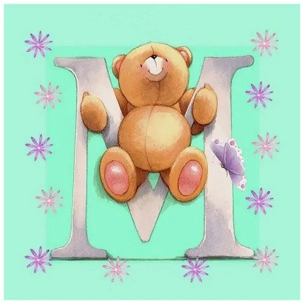 5D obraz diamentowy DIY alfabet kreskówka niedźwiedź 26 angielska litera diament mozaika obraz dżetów haft Home Decor prezent