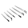 6Pcs Set Stainless Steel Tweezers Tool Rubber Wrapped Head Multifunctional False Eyelash Tweezers for Makeup Application and Stamp Collection