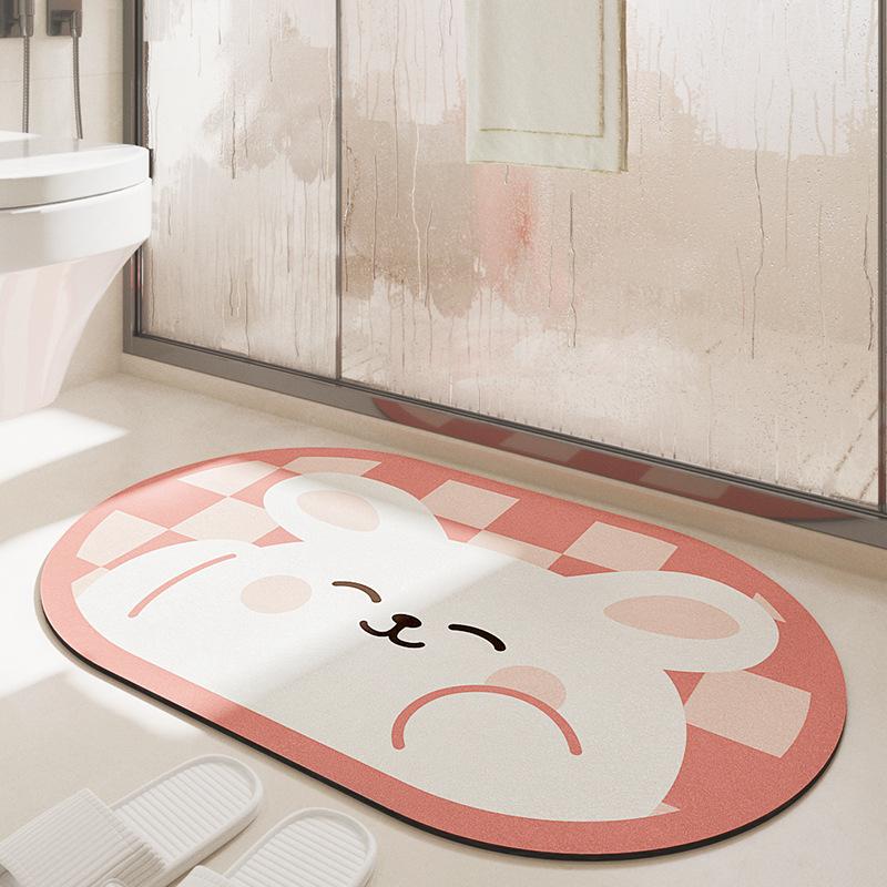 

Cartoon Cute Bathroom Non-Slip Absorbent Floor Mat Easy To Clean Carpet Household Toilet Bathroom Quick-Drying Floor Mat 45*70cm TPR