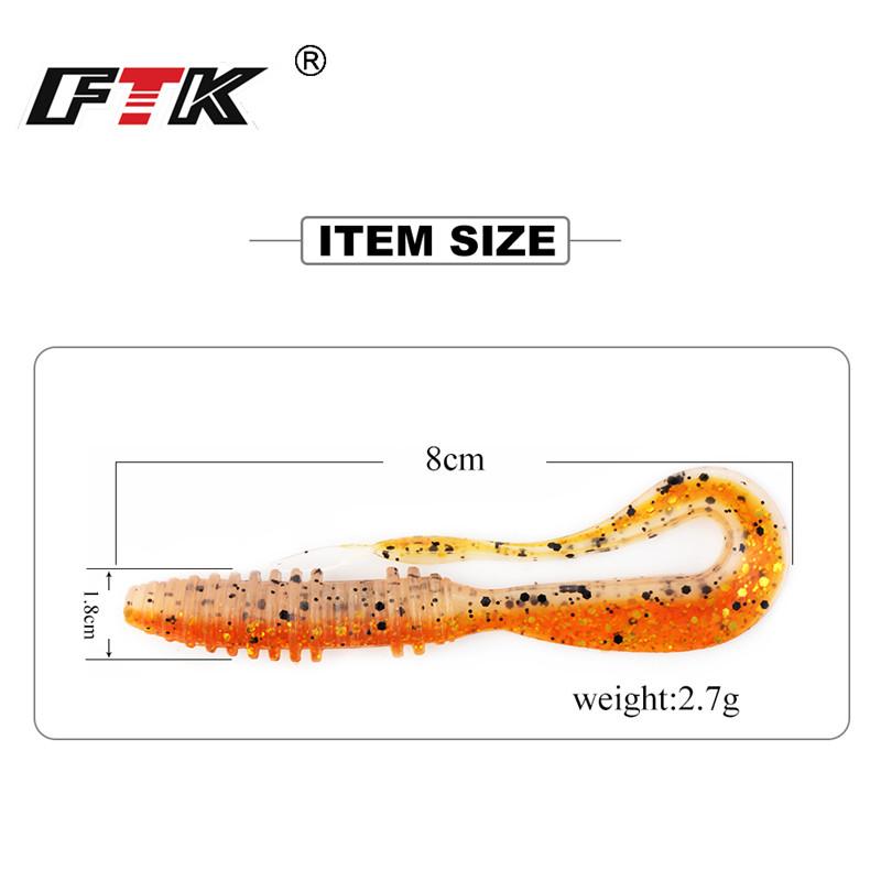 FTK Tail Thread Lure 8 Pieces Lure Shaker Soft Jig Head Gift Swing 8cm Weight 2.7g Fishing Tackle