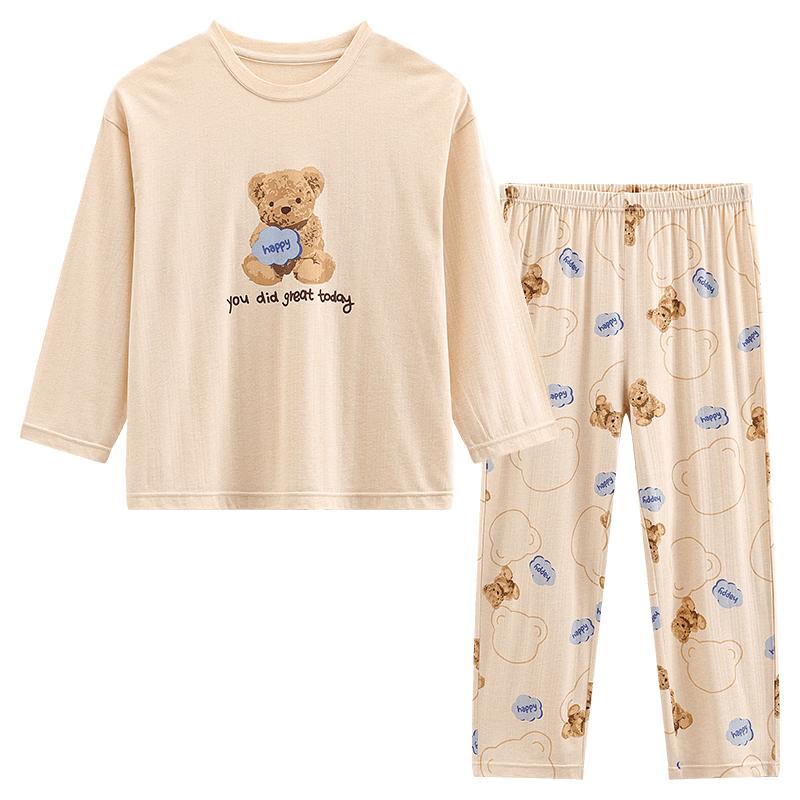 Hongdou Kids 5A Anti-bacterial Modal Cotton Seven-Sleeve Pajama Set
