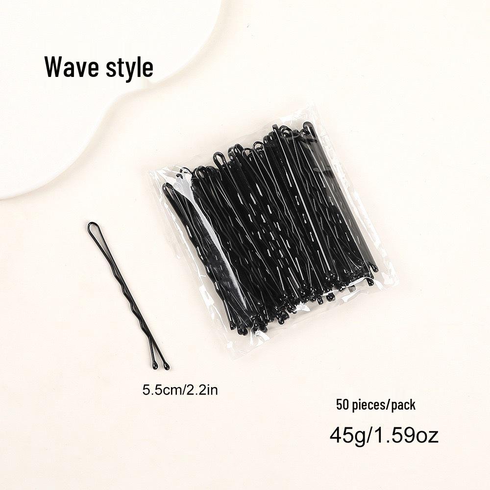 Elegant Black U-Shaped Hairpin with Barbed Waves