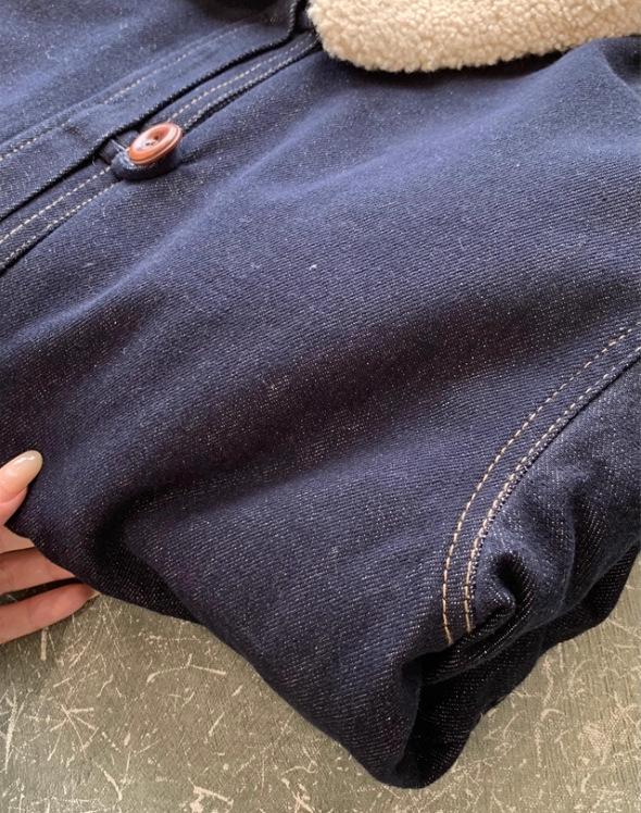 Women's Slimming Lapel Lambswool Padded Denim Jacket - Retro & Versatile