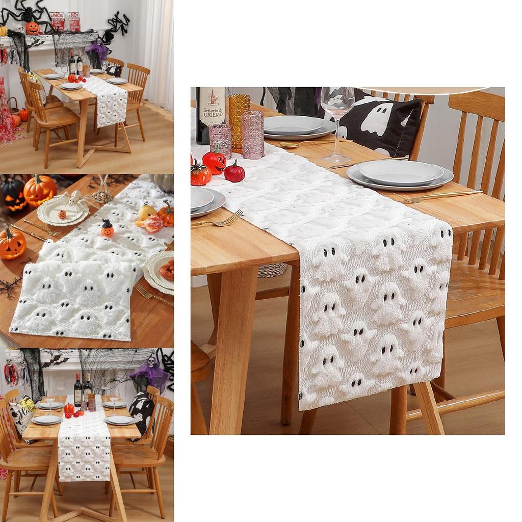Black Eye Ghost Embroidered Doublesided Table Runner For Party Decor And Event Displays