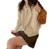 Solid Color Round Neck Irregular Hem Top Spring and Autumn Design Sense Retro Chic Knitted Sweater Women's Simple Fashion