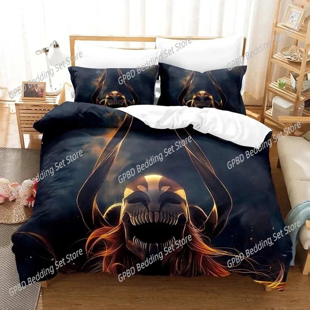 3D Print Anime Bleach Kurosaki Ichigo Beding Set Bedrom Soft Modern Bedspreads Comefortable Soft Duvet Cover Comfortable Quilt Cover Pilowcase