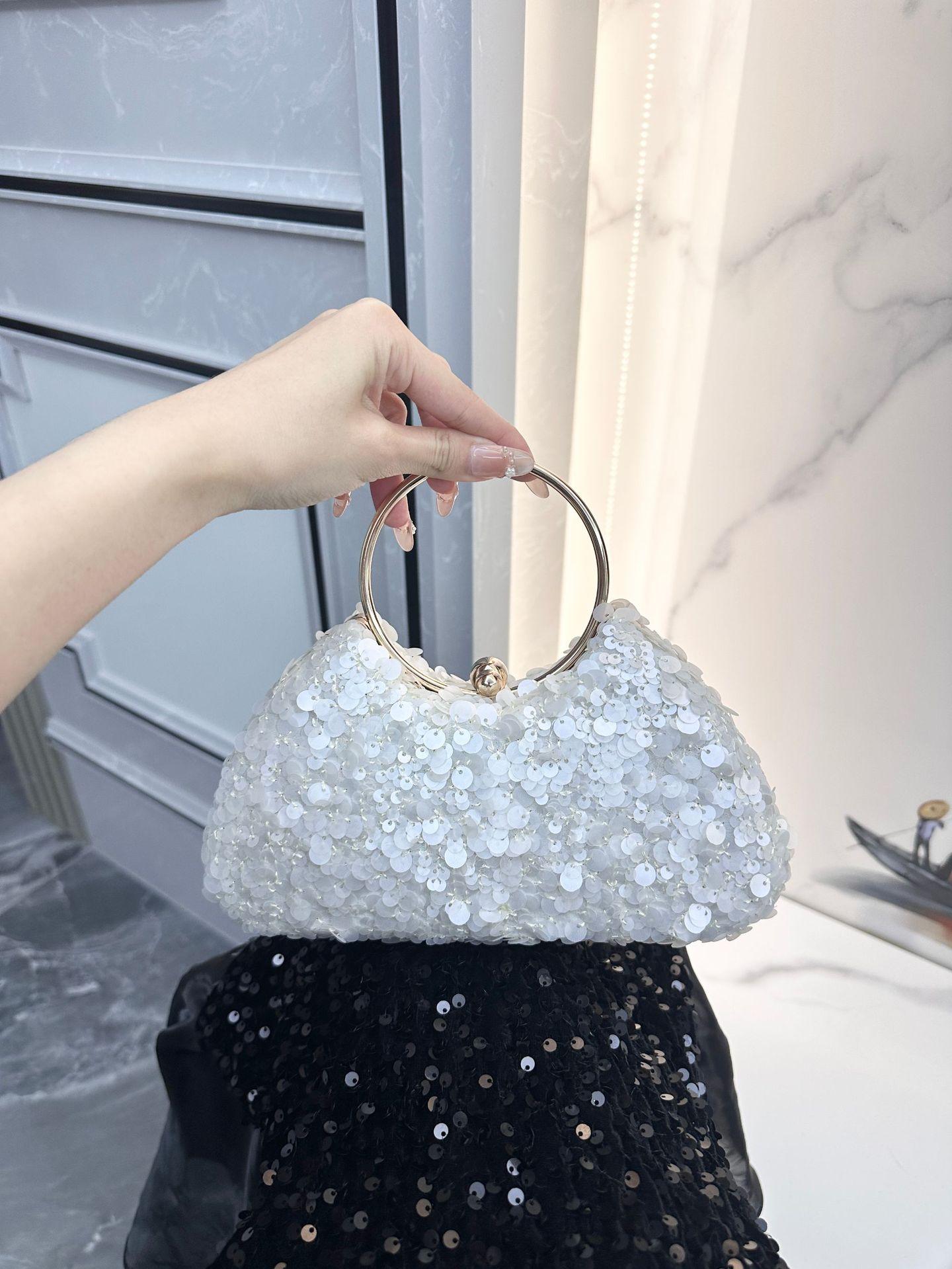 

Banquet bag, dinner bag, beads, party, banquet, handbag, bridal wedding dress, evening dress, handbag белый