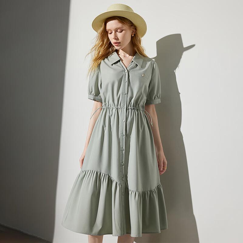 Chuyu Women's 2024 Summer Drawstring Polo Midi Dress
