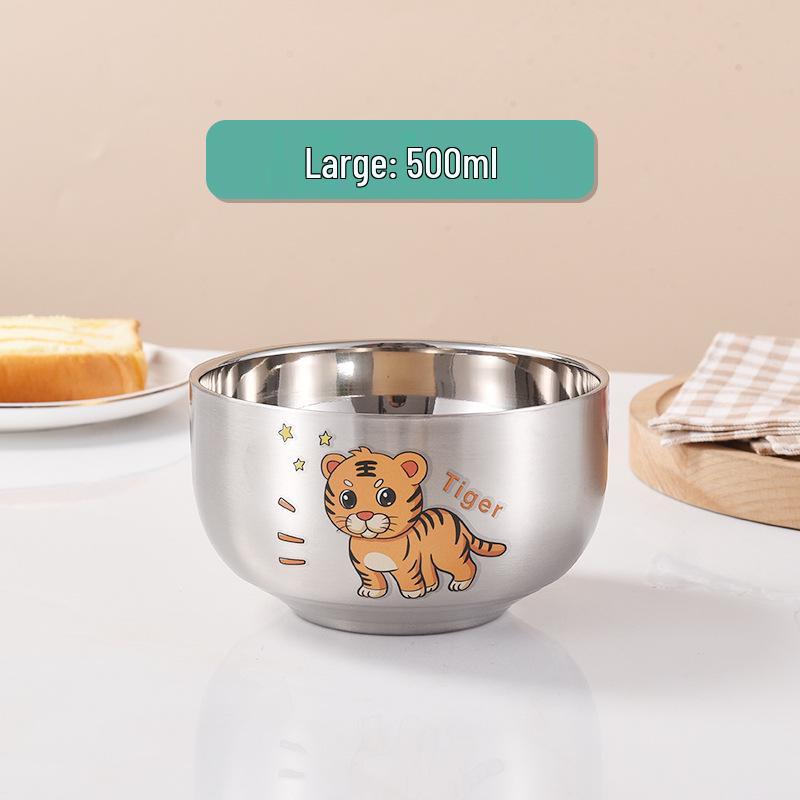 Children's Cartoon Zodiac Insulated Stainless Steel Bowl - Food Grade, Double Layer, Anti-Fall Design