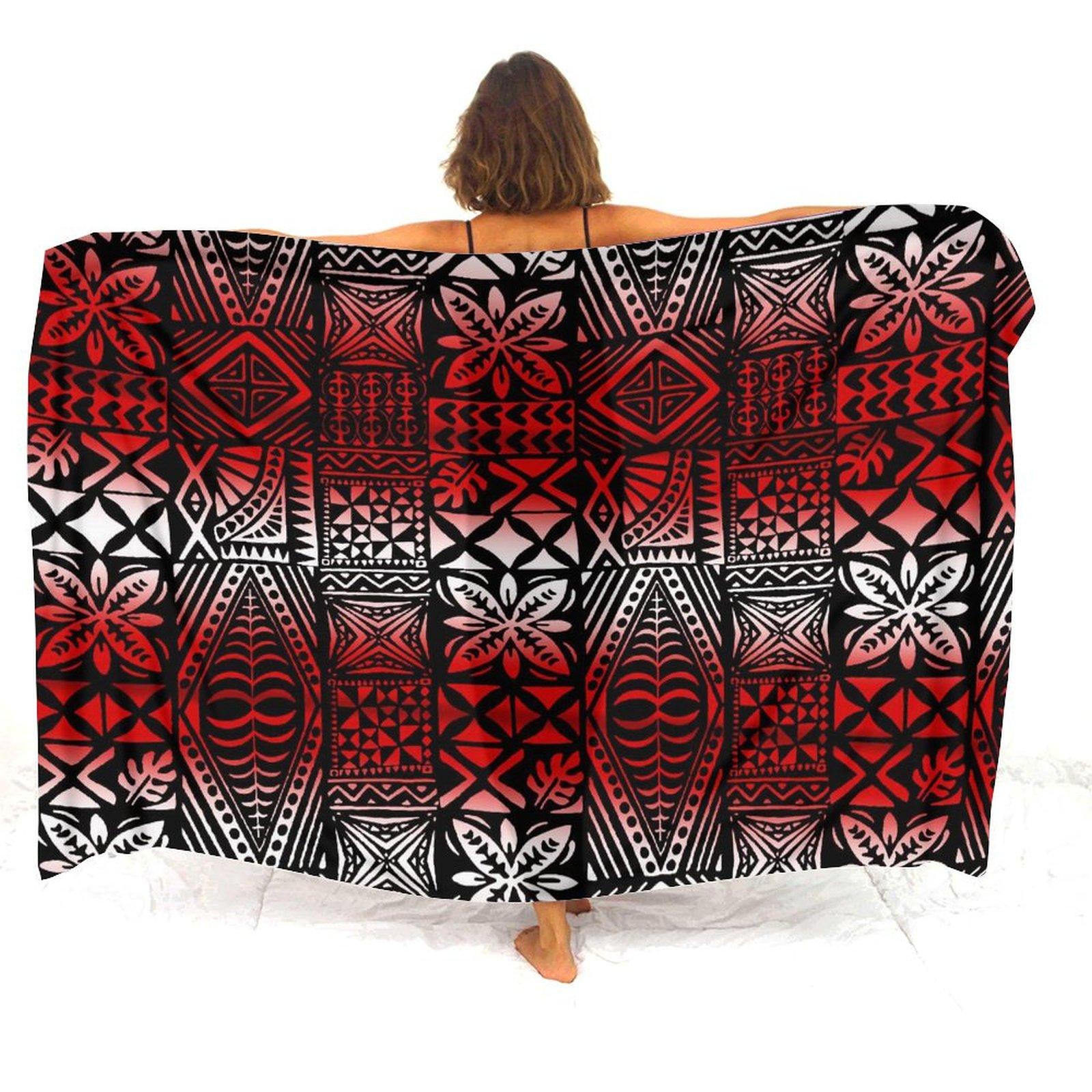 Vacation Travel Premium Sense Beach Beach Draped Women S Beach Dress Tribal Ethnic Style Polynesian Print Custom Patternt 168X112cm