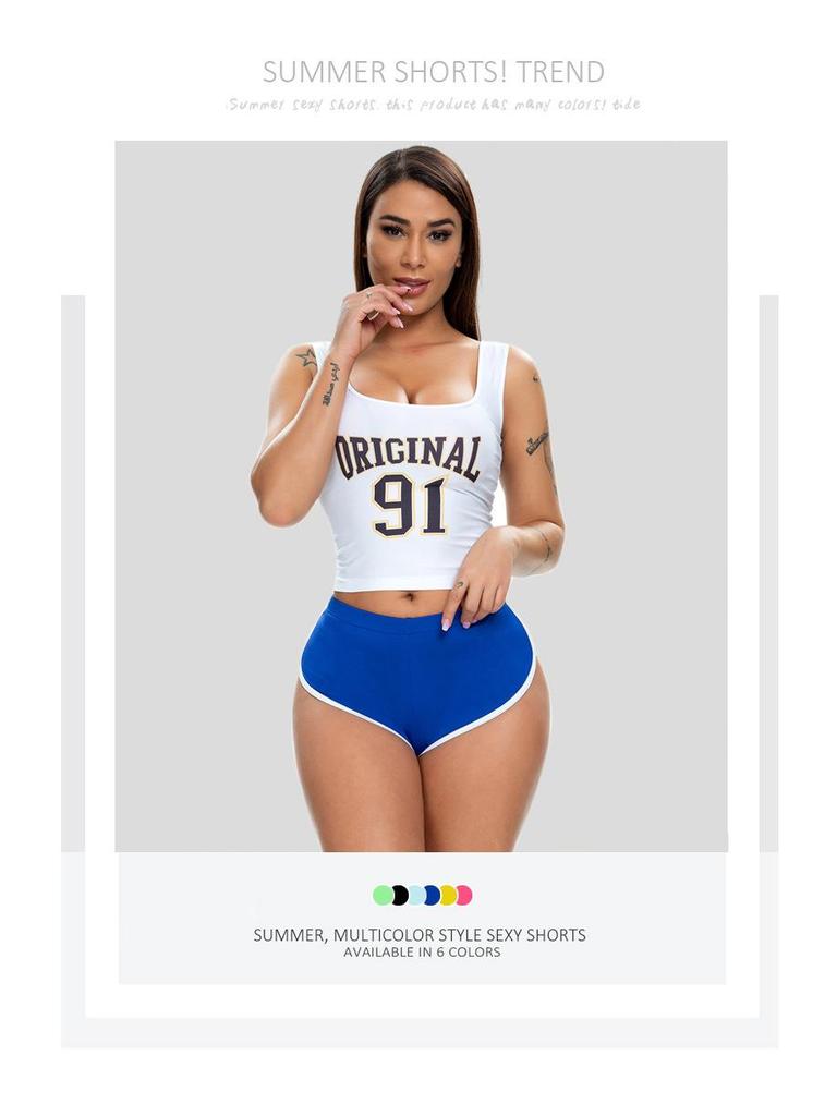 060# New Summer Women's European American Fashion Sexy Elastic Running Shorts Yoga Pants