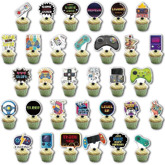 36Pcs Video Game Cupcake Toppers,Game Controllers Cupcake Toppers, Video Game Controllers Cupcake Picks GamePad Cake Decorations ... Gaming Theme