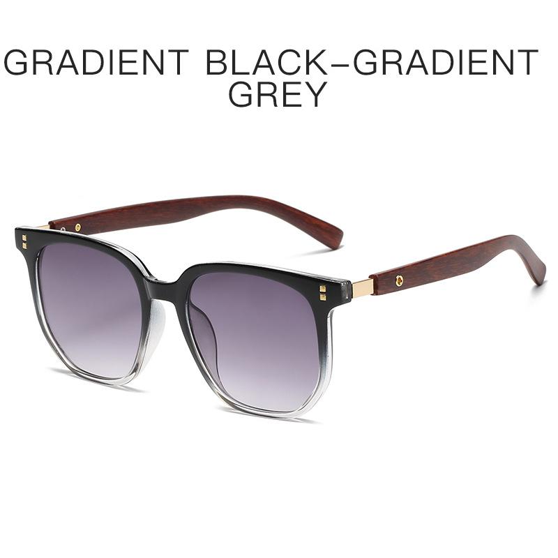 

Trendy Wooden Grain Leg TR90 Sunglasses, Men Women Korean Square UV400 Protective Sun Glasses S2299 чорного кольору градієнта