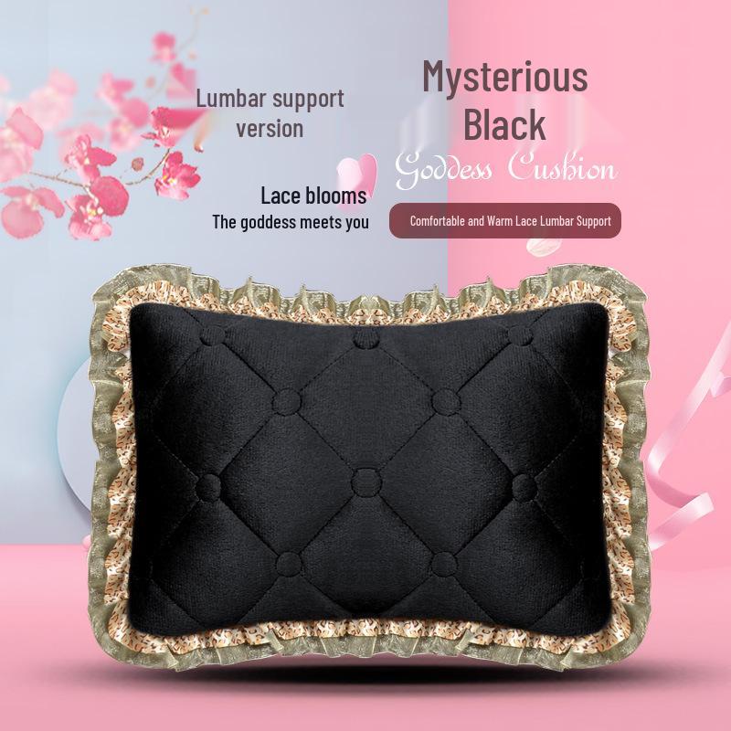 Uniwersalna antypoślizgowa pluszowa poduszka na fotel samochodowy z koronkowym wykończeniem na jesień i zimę