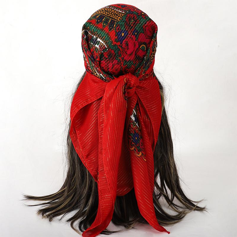 70X70CM High-Quality Square Fashion Scarf Women Floral Cotton Bandanas Lady Scarves HIjab Headband Accessories Handkerchief Hair