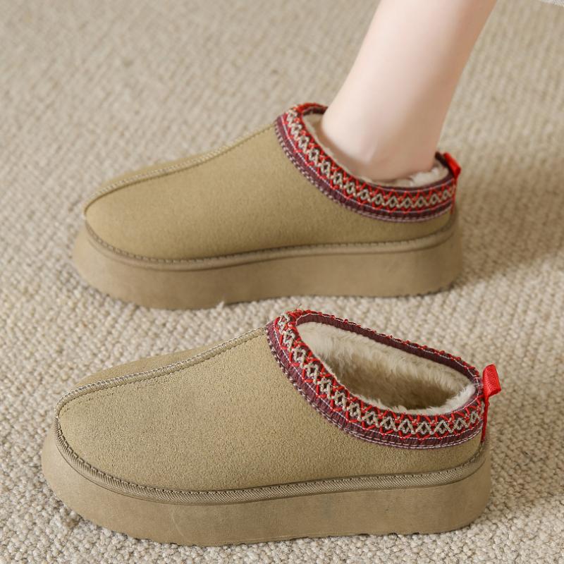 Women Outdoor Anti Slip Snow Boots Wool Lined Warm Platform Low Top Ankle Boots Slippers Shoes
