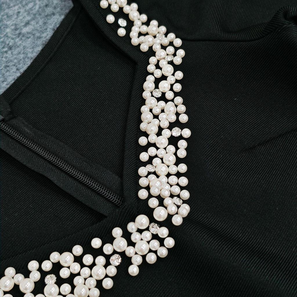 Elegant Beaded Evening Gown - European & American Style for Socialites