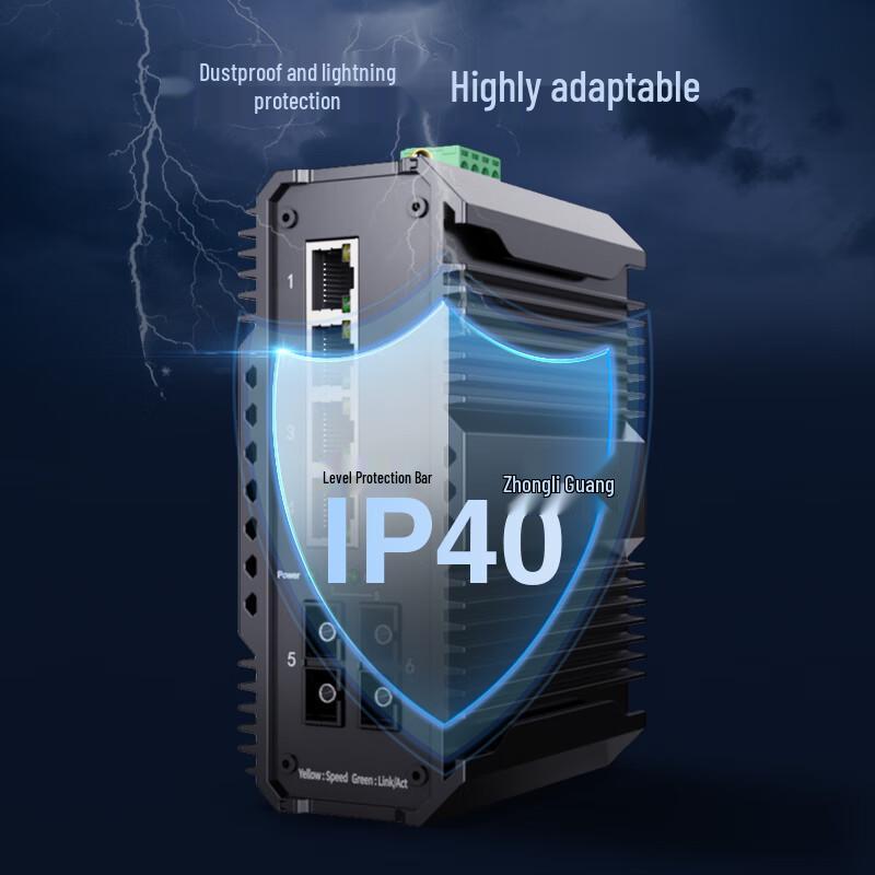 Industrial Gigabit Fiber Optic Transceiver with 2 Optical and 4 Electrical Ports