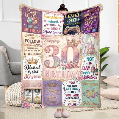 30th Birthday Celebration Flannel Blanket-Soft and Suitable for Sofas,Beds,Offices,Travel,All Seasons,Great Gift for Holidays and Birthdays.