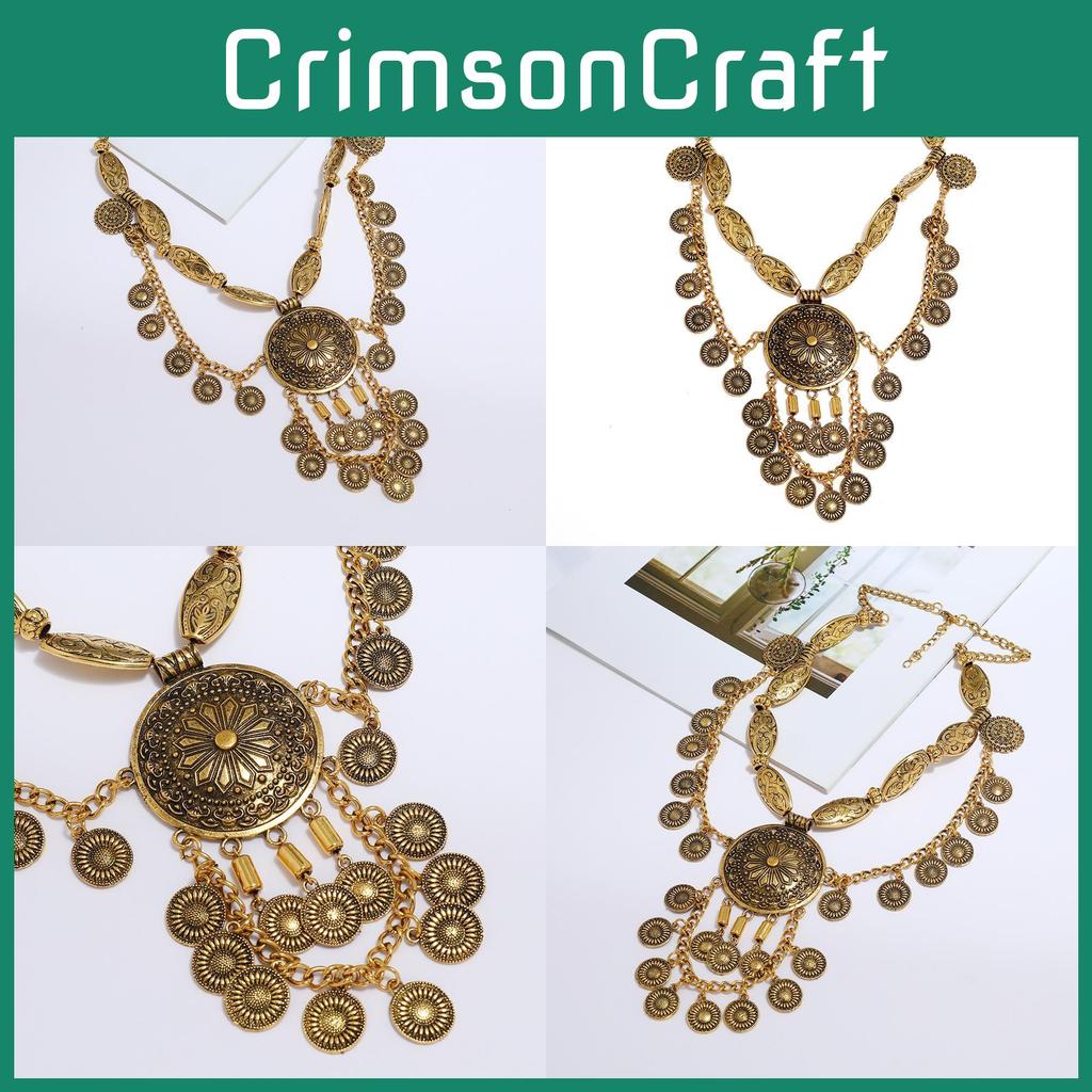 Retro Alloy Coin Necklace For Ethnic Inspired Boho Style With Geometric Pendant