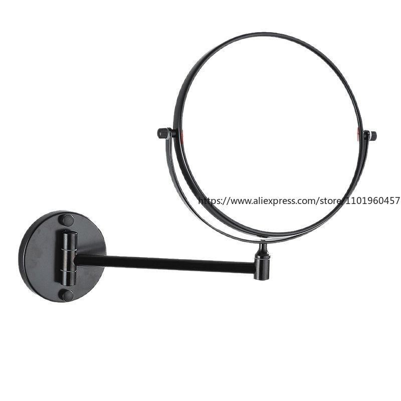 Black Gold Telescopic Mirror Bathroom Cosmetic Folding Beauty Wall Hanging Double-sided Mirror Bathroom