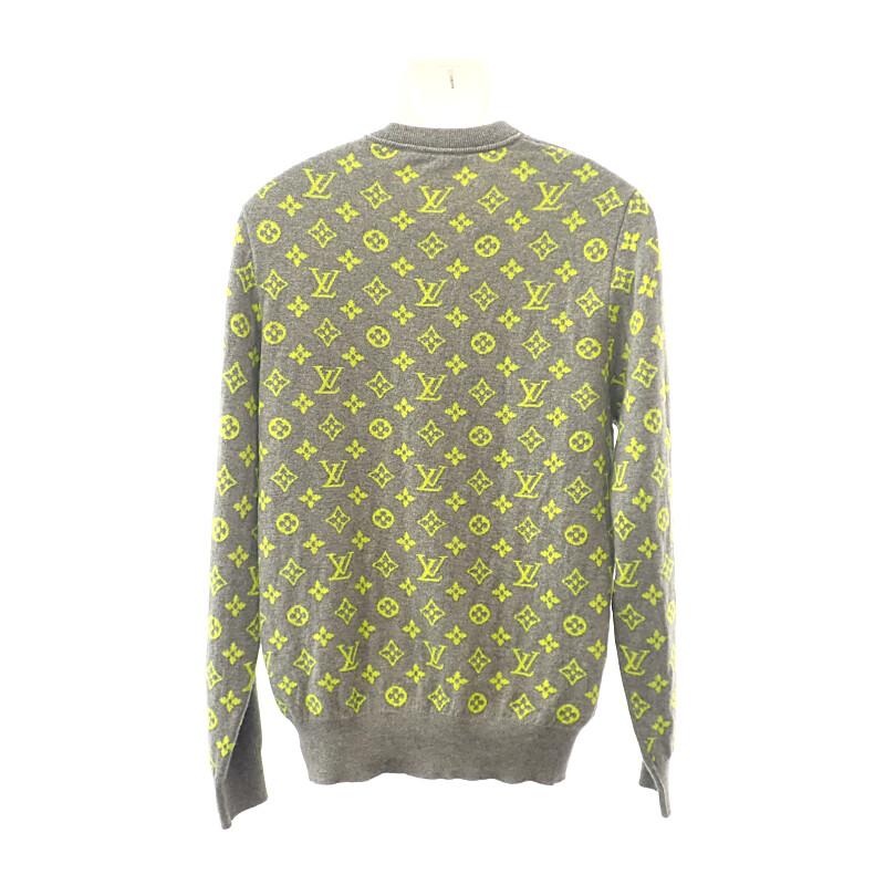 LOUIS VUITTON  XL knit gray/yellow cashmere mens