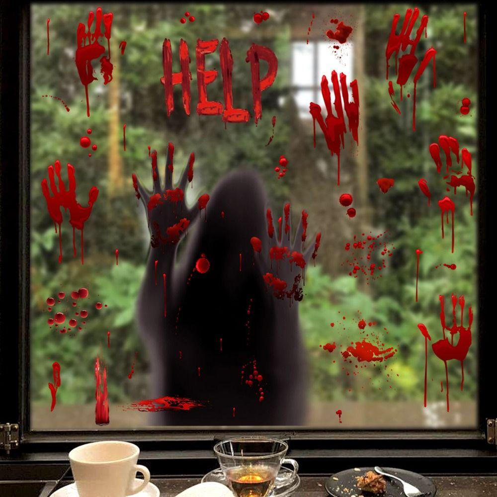 Electrostatic Window Ghost Decal Removable Halloween Bloody Decal  Wall Door