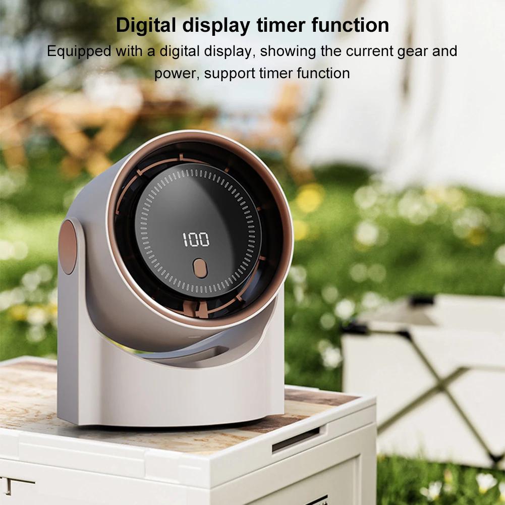 100 Level Portable Bladeless Fan USB Rechargeable Desktop Cooling Fan Digital Display Electric Personal Fan for Outdoor Travel