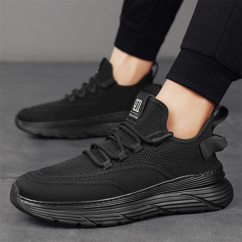 Fashion Black 2025 New Breathable Flying Woven Men's Shoes Spring and Summer Leisure Sports Shoes Lightweight Men's Net Cloth Shoes