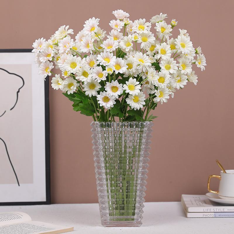 10pcs Coffee Shop Decorative Silk Pink Chamomile Simulated Flowers Home Decoration Artificial 5-Heads Daisy Branch Fake Flower