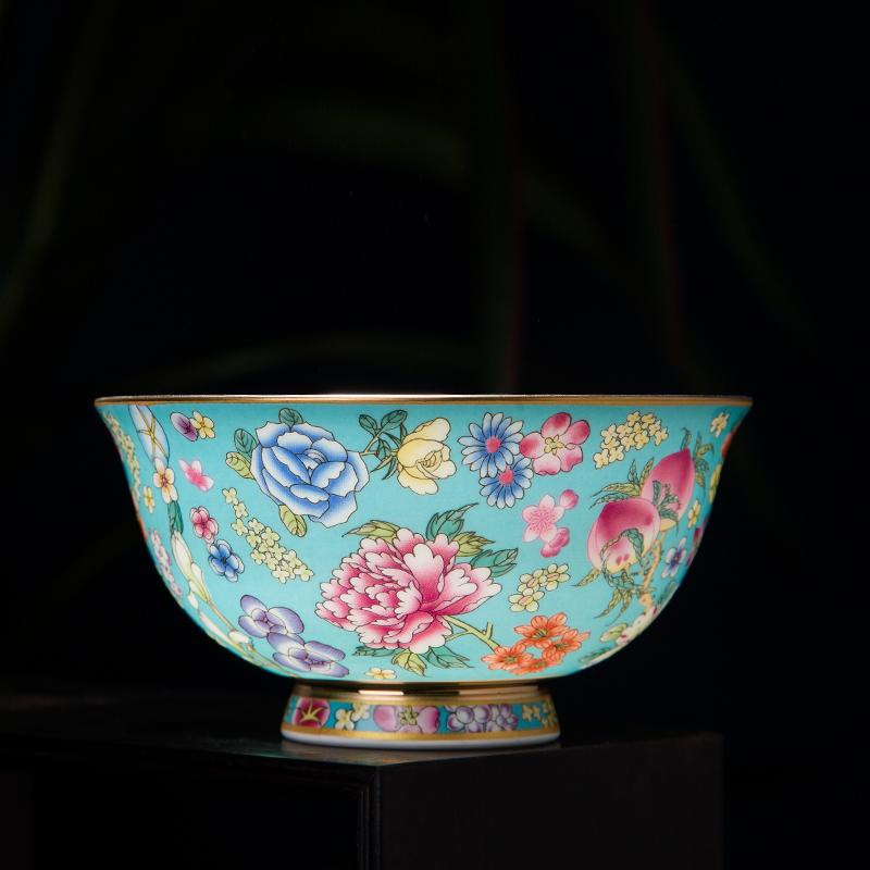 Enamel Color Bone China Rice Bowl Noodle Bowl Single Chinese Palace Style High Scalding Bowl Jingdezhen Tableware