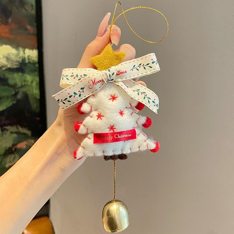 Christmas Atmosphere Pendant Gift Star Plush Bow Christmas Tree Red Pendant Wind Chime Creative Gift