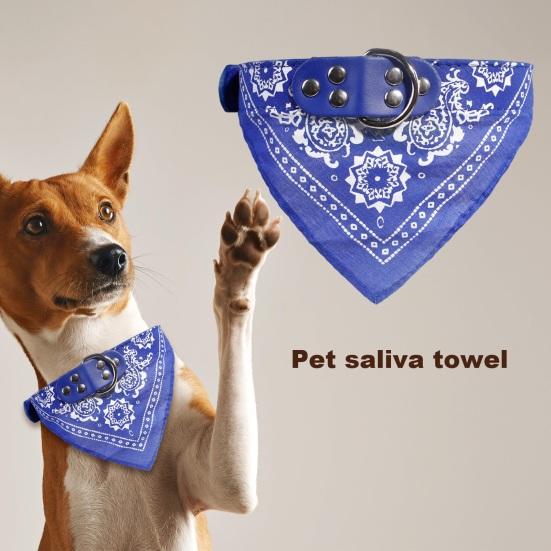 Yousheng Pet Saliva Towel Ethnic Style Print Triangle Neckerchief Bib Fabric Adjustable Bandana Collar for Puppy Dogs Cats Pet Accessories